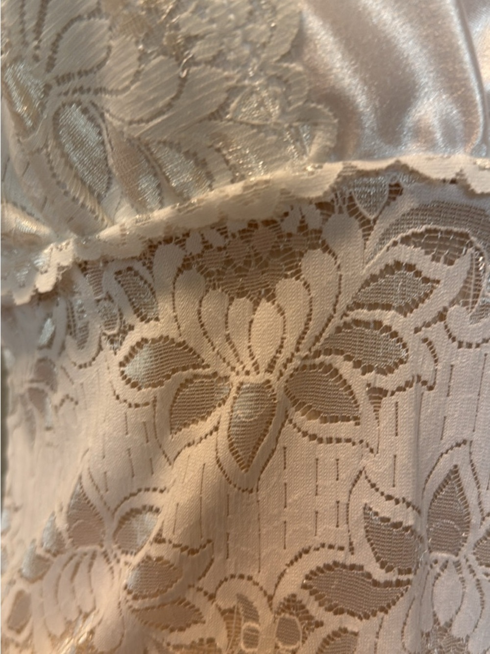 White Lace Satin Camisole tank top sheer medium - Picture 3 of 3